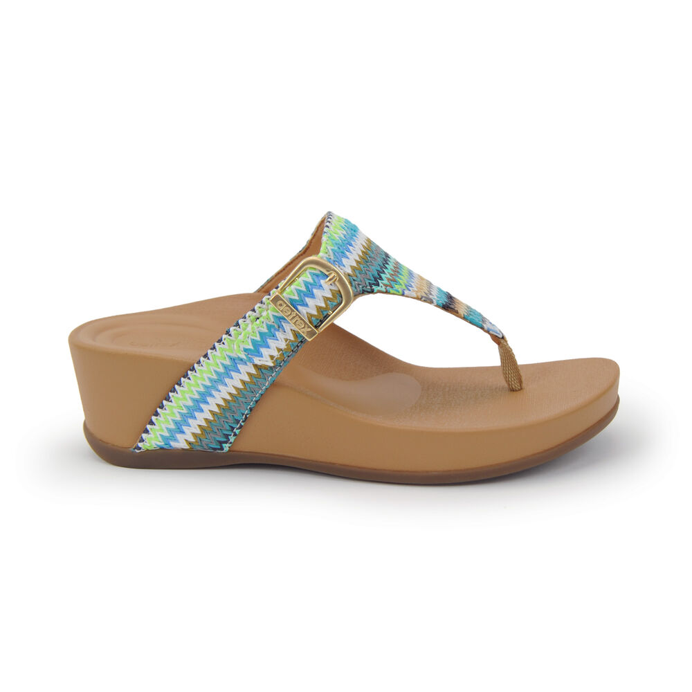 Aetrex Women's Kate Arch Support Wedge Sandals - Blue | USA IDLUMI8